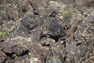 Different shapes of volcanic lava which solidified on Lanzarote Island 200 years ago, rocks, lava, photographed in November 2022, lava chimney, lava tunnel