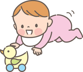 元気に遊ぶ赤ちゃんのイラスト素材
