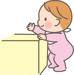 元気に遊ぶ赤ちゃんのイラスト素材