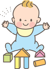 元気に遊ぶ赤ちゃんのイラスト素材