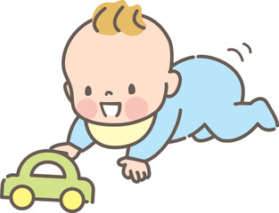 元気に遊ぶ赤ちゃんのイラスト素材