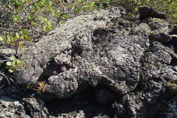 Different shapes of volcanic lava which solidified on Lanzarote Island 200 years ago, rocks, lava, photographed in November 2022, lava chimney, lava tunnel