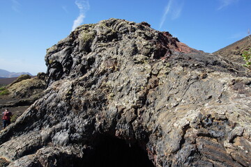 Different shapes of volcanic lava which solidified on Lanzarote Island 200 years ago, rocks, lava, photographed in November 2022