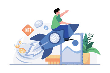 Success NFT Launch Illustration concept on white background