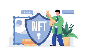 Security Token NFT Illustration concept on white background