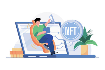 Digital Token NFT Illustration concept on white background