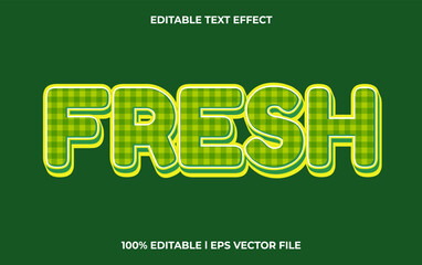 Fresh editable text effect, lettering typography font style, green 3d text for tittle