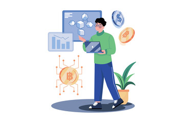 Obraz na płótnie Canvas Blockchain Technology Illustration concept on white background