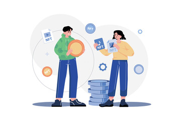 Cryptographic Token Illustration concept on white background