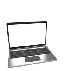3D Illustration - Blank Laptop - Isolated - Copy Space
