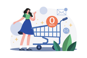 Empty Cart Illustration concept on white background