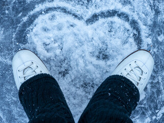 Love for figure skating.  Skates on ice.