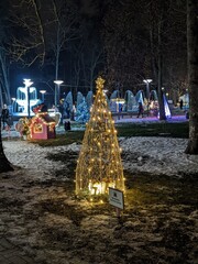 Street new year decoration in the winter wonderland