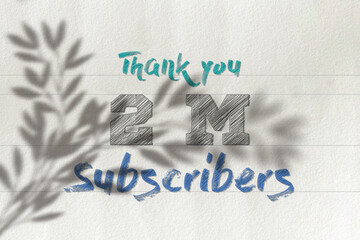 2 Million subscribers celebration greeting banner with Pencil Sketch Design