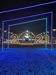 new year european city decoration frames colorful 2023