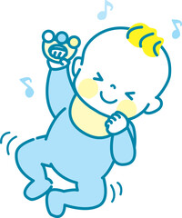 元気に遊ぶ赤ちゃんのイラスト素材