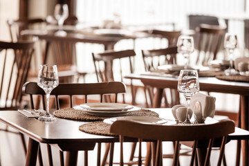 Table setting at the restaurant, fine dining