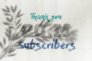 20 Million subscribers celebration greeting banner with Pencil Sketch Design