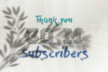 30 Million  subscribers celebration greeting banner with Pencil Sketch Design