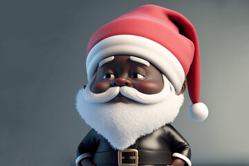 A black Santa figure isolated on a plain background. Generative AI art