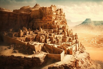 Israel's ancient city of Masada Generative AI - obrazy, fototapety, plakaty