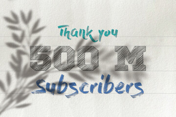 500 Million  subscribers celebration greeting banner with Pencil Sketch Design