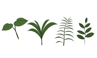 Fototapeta premium sticker set of aesthetic plants and leaves suitable for notes isolated transparent background png