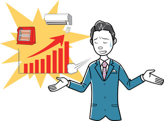 電気料金値上げに困るビジネスマン