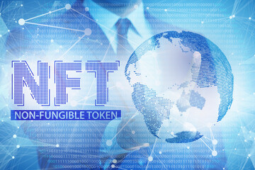 Business people in NFT non fungible concept