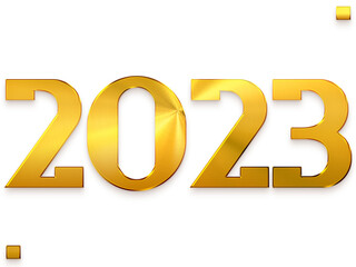 2023 Numbers in Gold Gradient Bold Alphabetical Transparent PNG Text