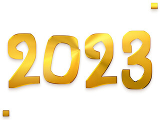 2023 Numbers in Gold Gradient Bold Alphabetical Transparent PNG Text