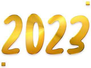 2023 Numbers in Gold Gradient Bold Alphabetical Transparent PNG Text
