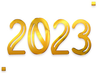 2023 Numbers in Gold Gradient Typography Transparent PNG Text