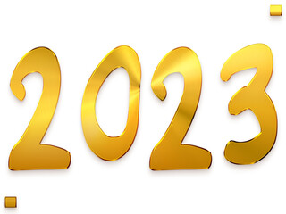 2023 Numbers in Gold Gradient Bold Alphabetical Transparent PNG Text