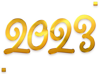 2023 Numbers in Gold Gradient Typography Transparent PNG Text