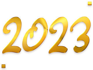 2023 Numbers in Gold Gradient Alphabetical Transparent PNG Text