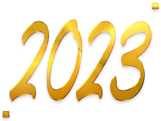 2023 Numbers in Gold Gradient Calligraphy Transparent PNG Text