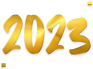 2023 Numbers in Gold Gradient Bold Calligraphy Transparent PNG Text