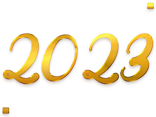 2023 Numbers in Gold Gradient Transparent PNG Calligraphy Text