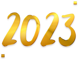 2023 Numbers in Gold Gradient Transparent PNG Bold Text