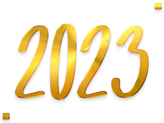 2023 Transparent PNG  Bold Typography Golden Text