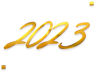 2023 Transparent PNG  Cursive Typography Golden Text