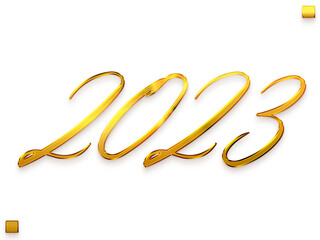 Naklejka premium 2023 Transparent PNG Cursive Typography Golden Text