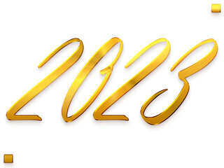 Obraz premium 2023 Transparent PNG Typography Golden Text