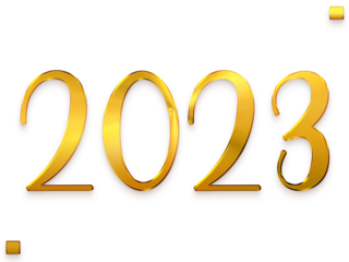 2023 Numbers in Transparent PNG Elegant Gold Typography  Text