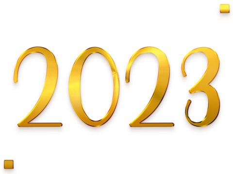 2023 Numbers in Transparent PNG Elegant Gold Typography  Text