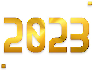 2023 Numbers in Transparent PNG Elegant Gold Bold Typography Minimalistic Golden Text