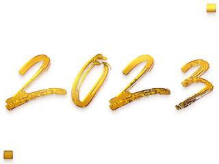 2023 Numbers in Transparent PNG Elegant Gold Typography Minimalistic Golden Text