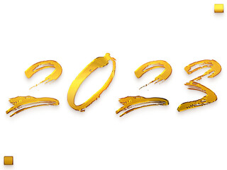 2023 Numbers in Transparent PNG Elegant Gold Typography Minimalistic Golden Text