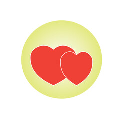the icon of two classic red hearts on a mug is a vector illustration, a symbol of Valentine's Day